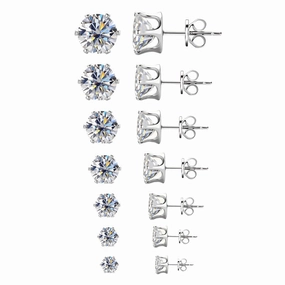 6-Prong Round Brilliant Stud Earrings | S925 | Moissanite Bright Shine Luxe Design