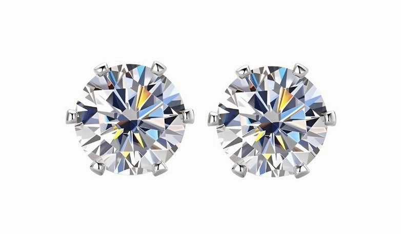 6-Prong Round Brilliant Stud Earrings | S925 | Moissanite Vacation Decoration Chic Adornment