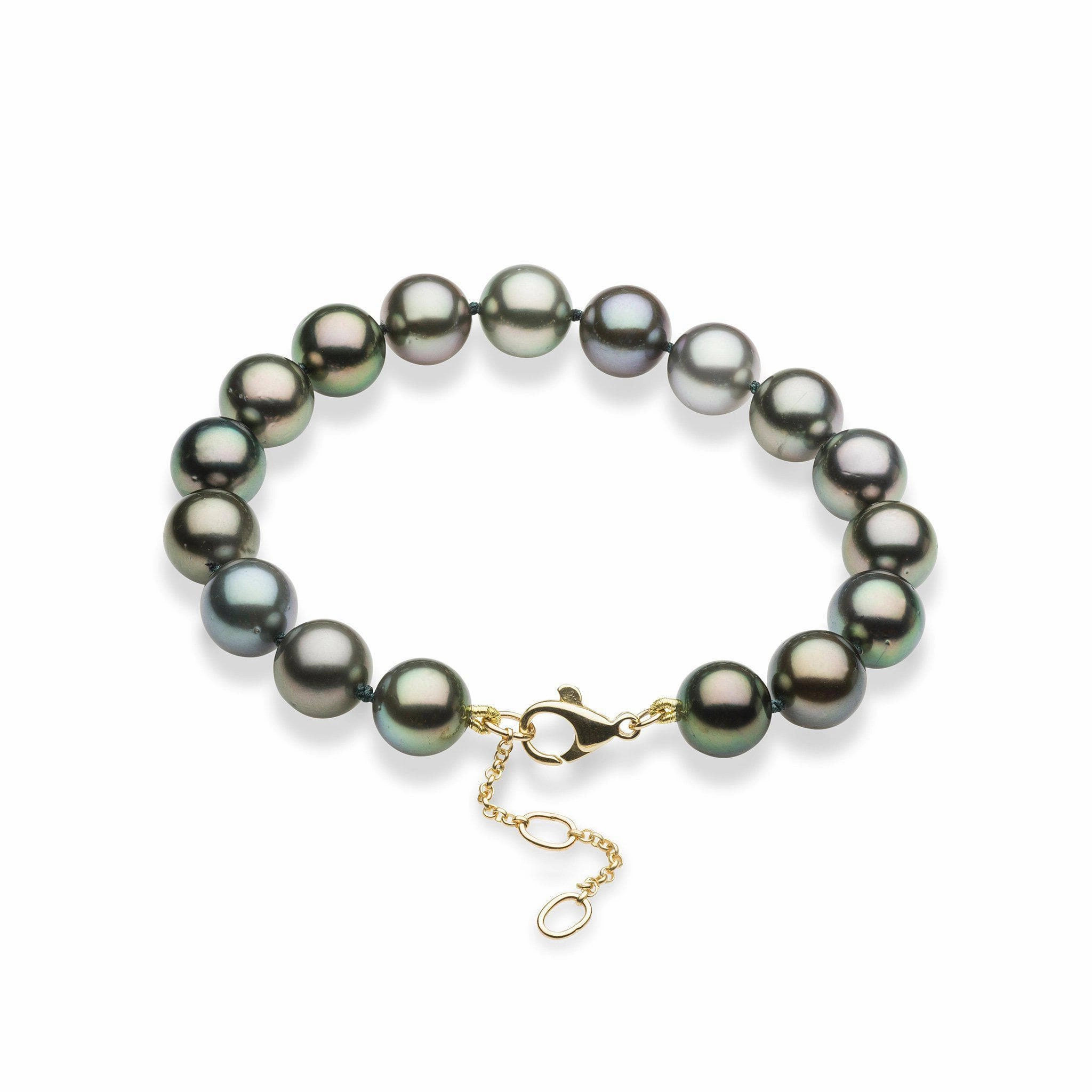7.5-9" Adjustable Tahitian Black Pearl Bracelet in Gold - 9-10mm Charming Addition