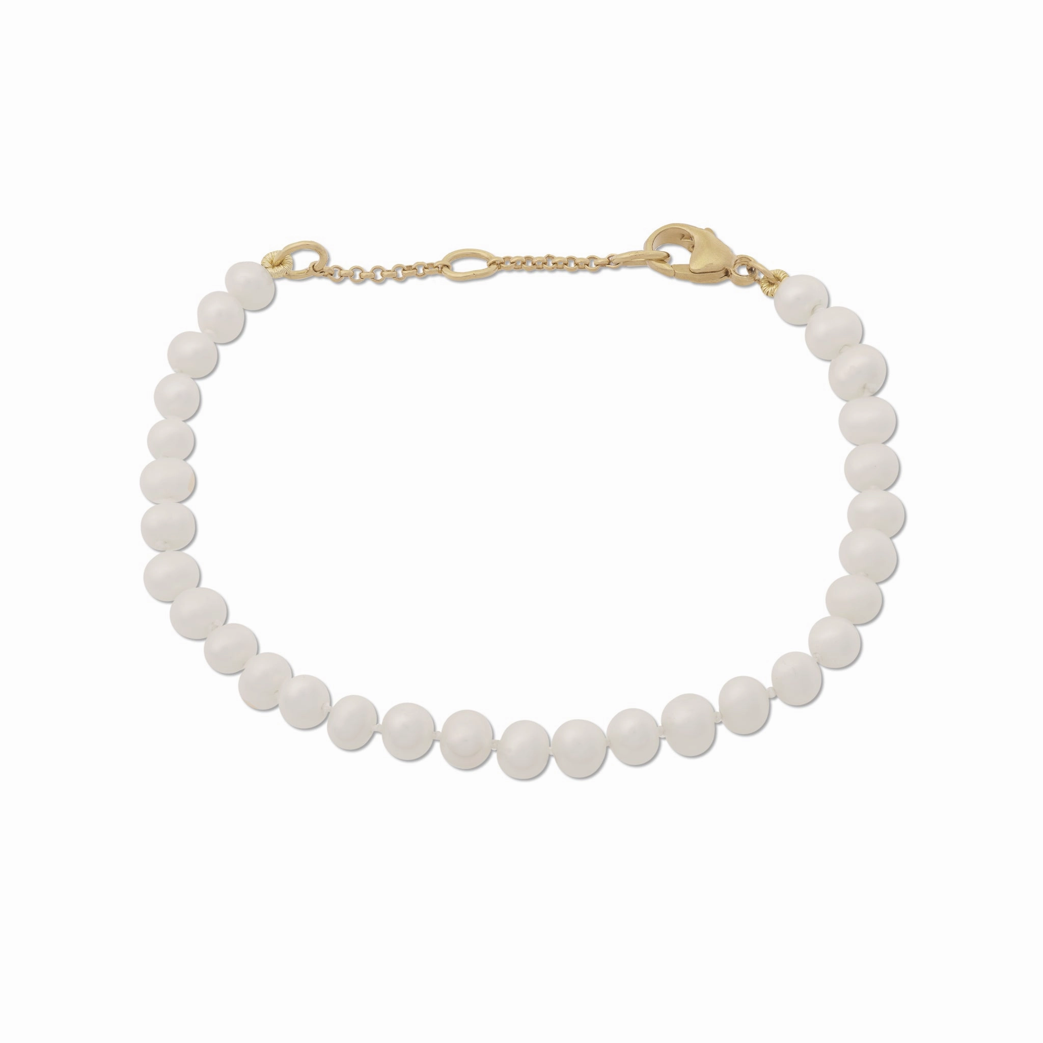 Surprising Element 7.5-9" Adjustable White Freshwater Pearl Bracelet in Gold - 4.5-5mm