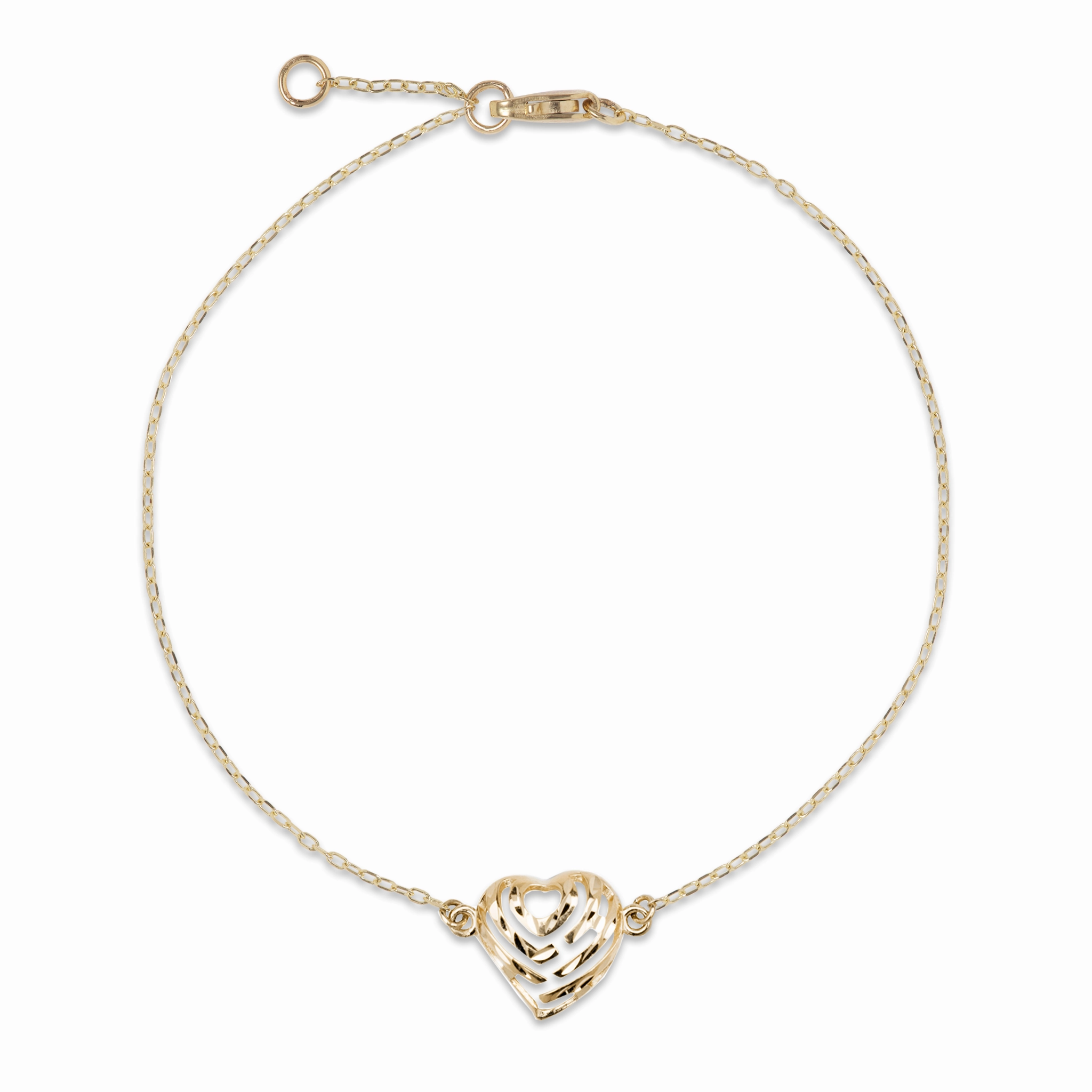 Majestic Detail 7-7.5" Adjustable Aloha Heart Bracelet in Gold - 11mm