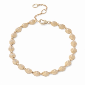 Classy Accent Luxury Layer 7-8.5" Adjustable ?Opihi Bracelet in Gold with Diamonds