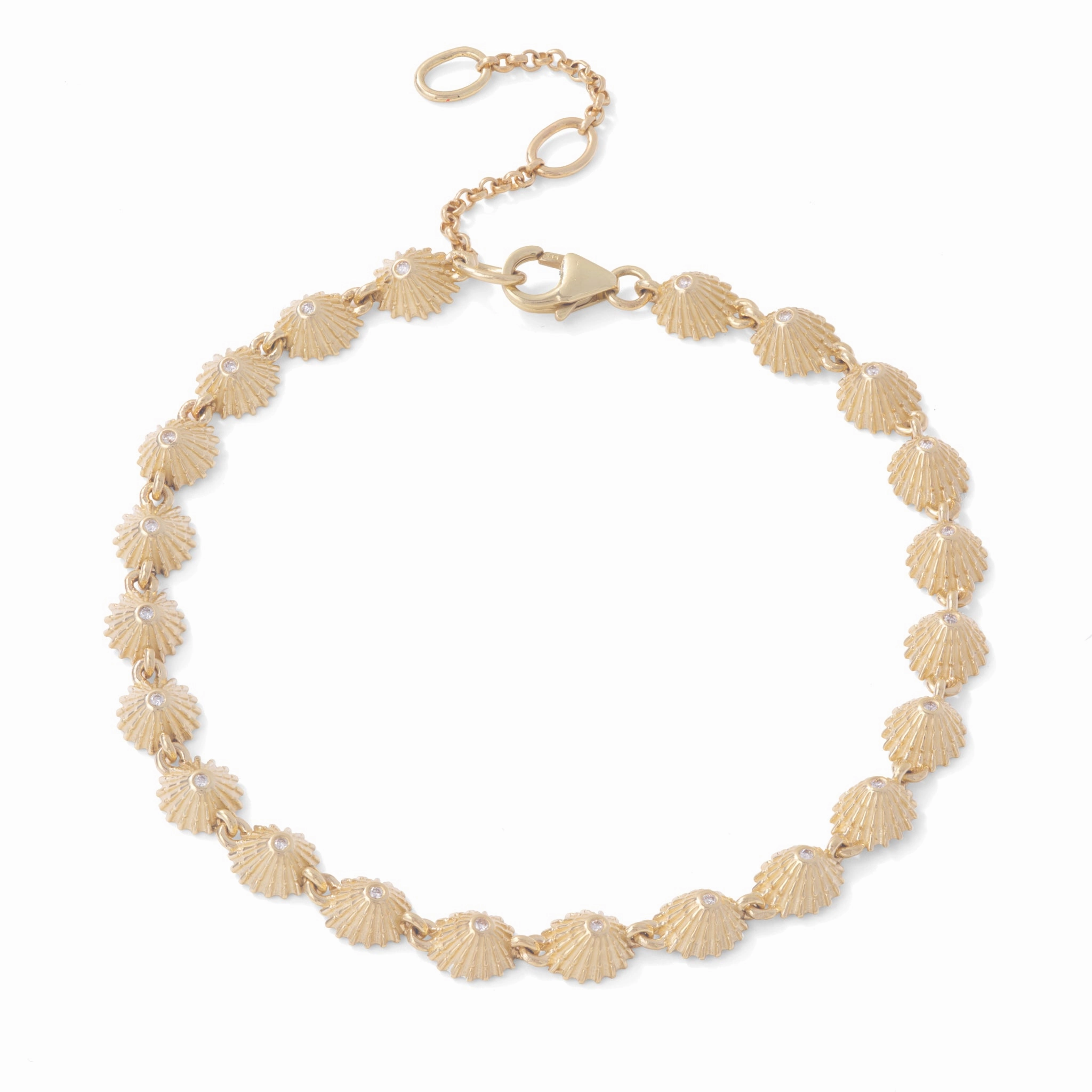 Classy Accent Luxury Layer 7-8.5" Adjustable ?Opihi Bracelet in Gold with Diamonds