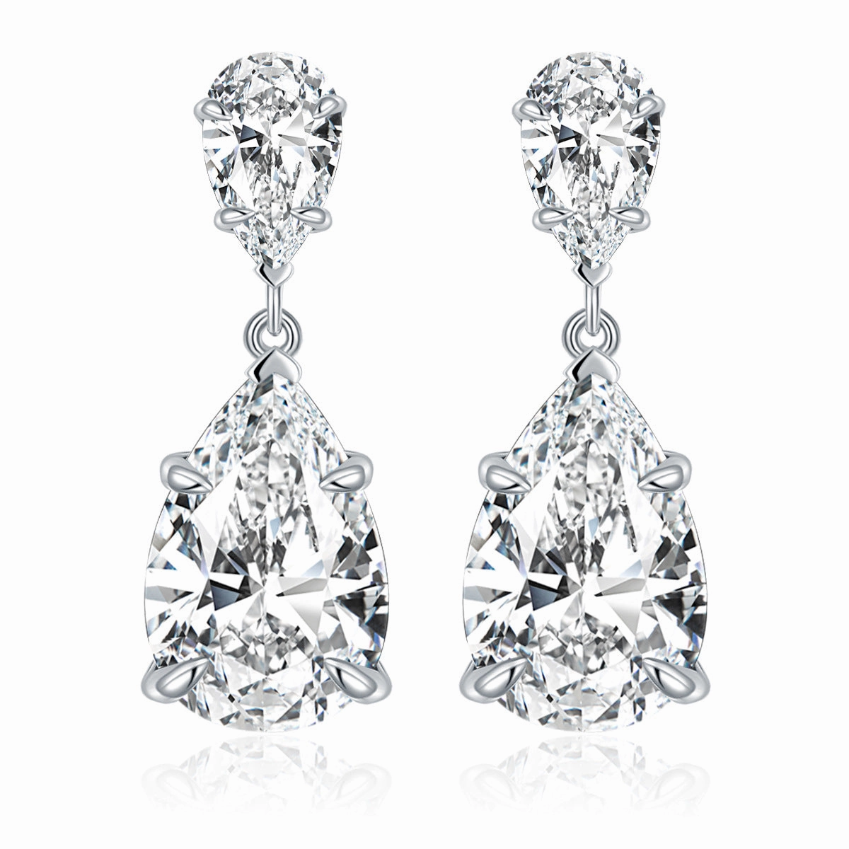 7 Carat Pear Cut Elegant Earrings | S925 | Moissanite Polished Line