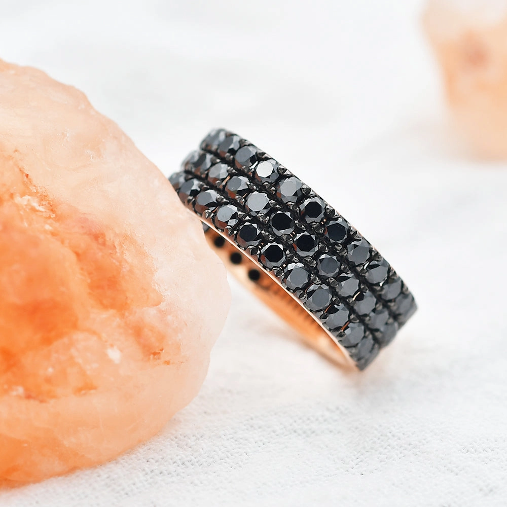 Vogue Style 7mm Black Moissanite Couple Men's Stacking Band