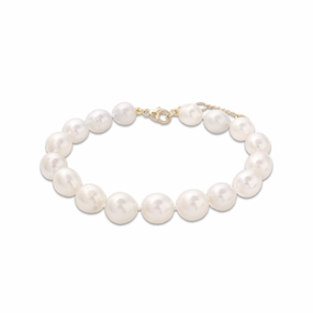 Lifelong Friend 8-9.5" Adjustable South Sea Silver and White Pearl Bracelet in Gold - 9-13mm