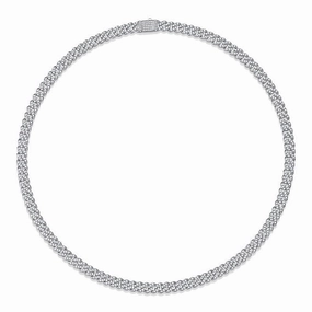 Chic Look Sculpted Shape 8mm Cuban Chain Necklace Iced Out | S925 | Moissanite