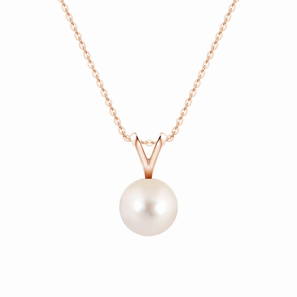 Daywear Fit Soft Glimmer 8mm Freshwater Cultured Pearl Solitaire V Bale Pendant