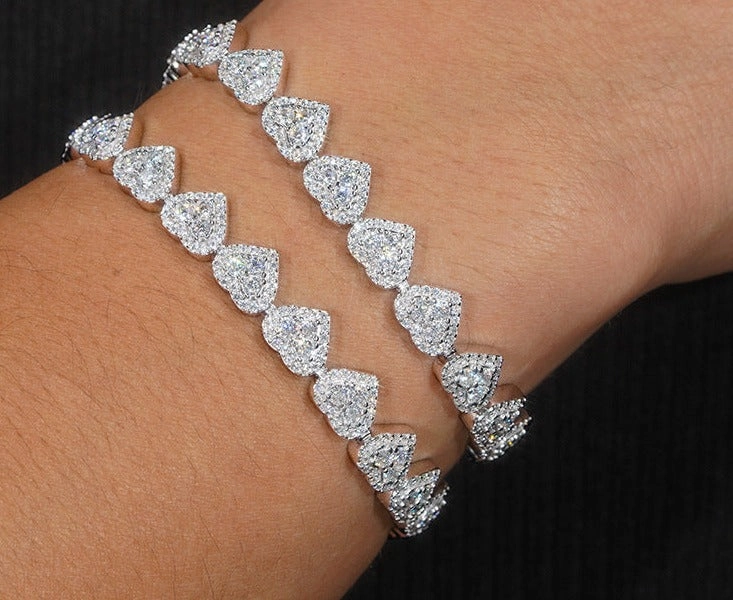 8mm Iced Out Heart Bracelet or Necklace | S925 | Moissanite Casual Look Gifting Vibes