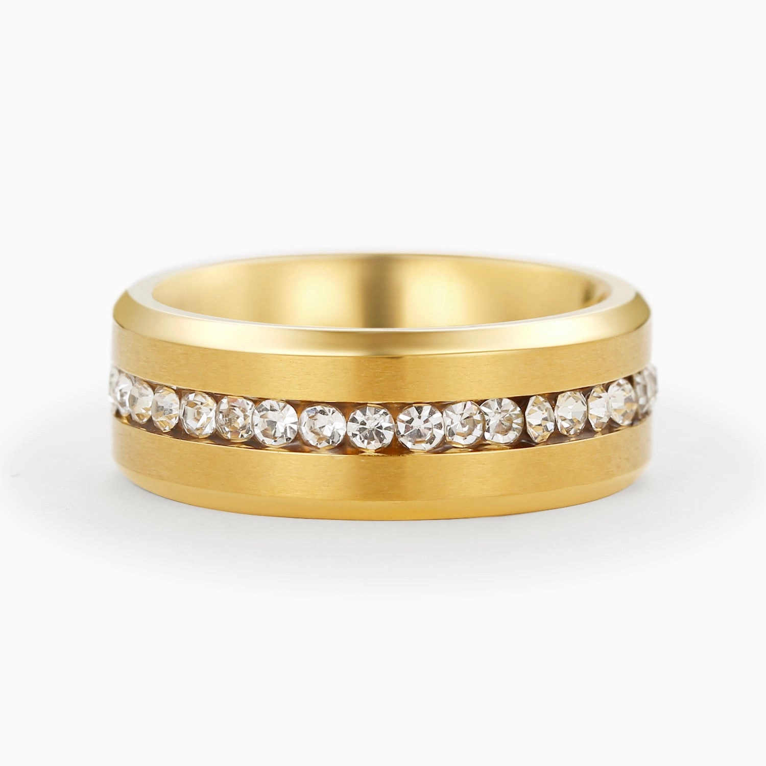 8mm Round Moissanite Full Eternity Men's Wedding Band Distinctive Shine