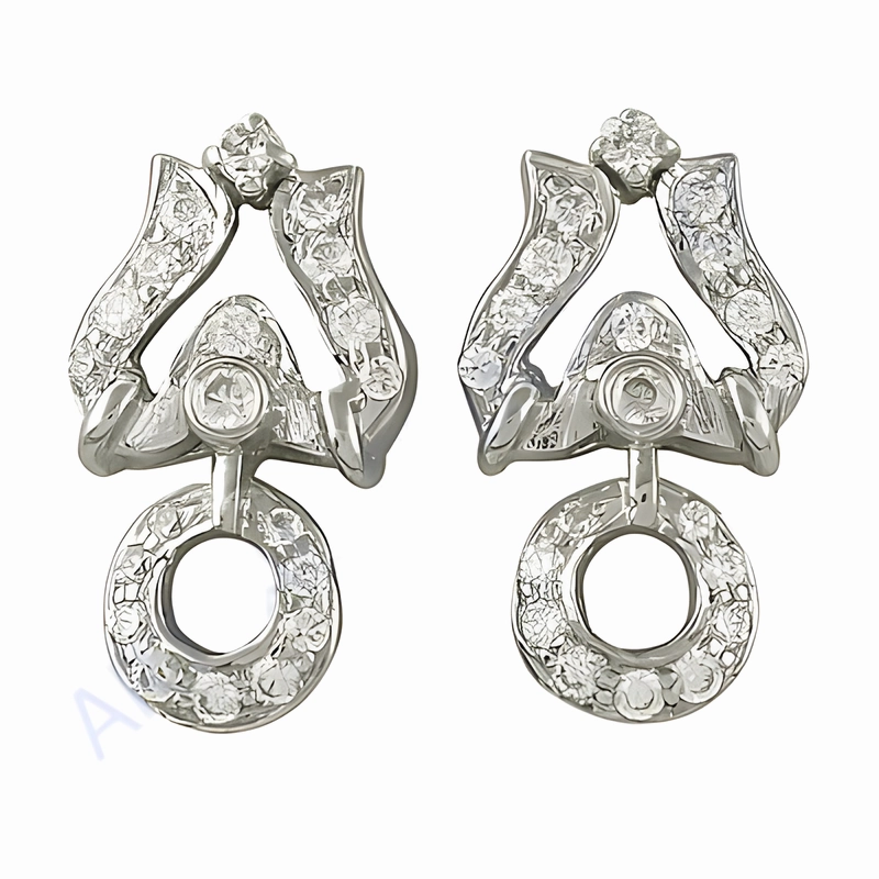 925 Silver Cubic Zirconia Gemstone Earrings - White CZ Studs Vintage-Inspired Piece
