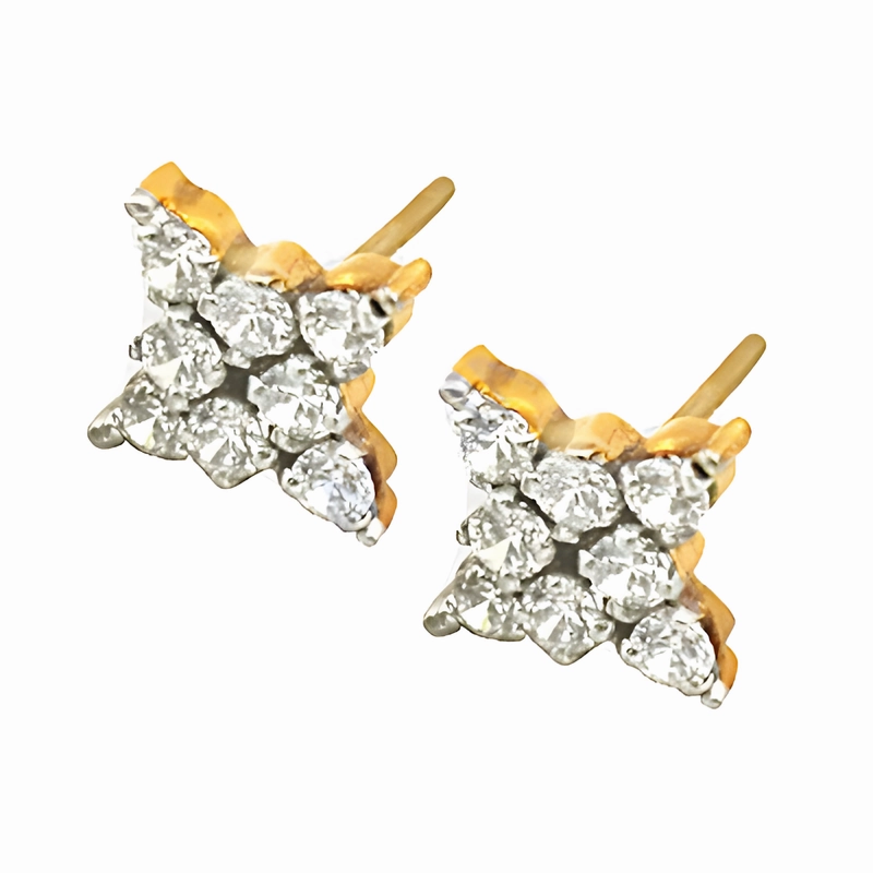 925 Silver Gold Plated Earrings with White Cubic Zirconia Gemstones Neutral Accessory Miniature Adornment
