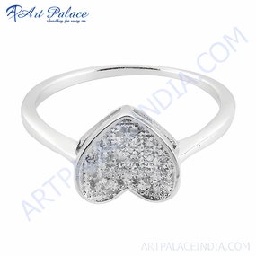 Classic Item 925 Silver Heart Shape CZ Ring | Cubic Zirconia Silver Ring