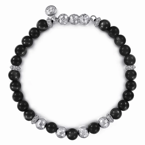 Positive Combinations Uplifting Mixes 925 Sterling Silver and Onyx Beaded Bracelet