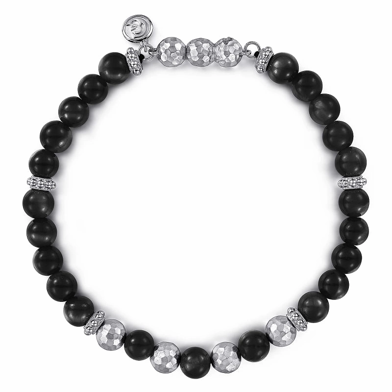 Positive Combinations Uplifting Mixes 925 Sterling Silver and Onyx Beaded Bracelet