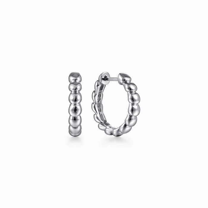 925 Sterling Silver Bujukan 15mm Classic Huggie Earrings Classic Embellishment
