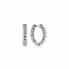 925 Sterling Silver Bujukan 15mm Classic Huggie Earrings Classic Embellishment