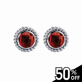 Premium Essential Safe Style 925 Sterling Silver Bujukan Garnet Stud Earrings