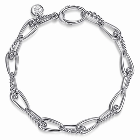 Chief Ornament Harmonious Blend 925 Sterling Silver Bujukan Link Chain Bracelet