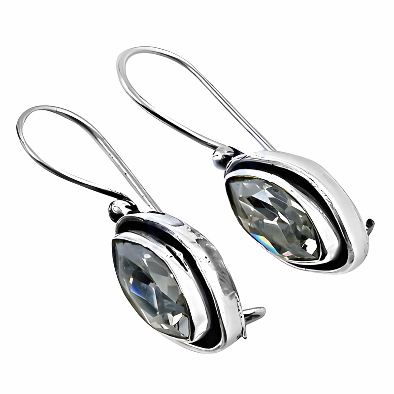 925 Sterling Silver CZ Gemstone Earrings - New Cut Shape Jewelry Vintage-Inspired Piece