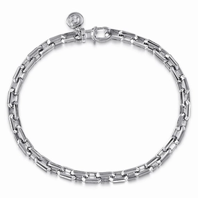 925 Sterling Silver Faceted Chain Bracelet Lucky Break