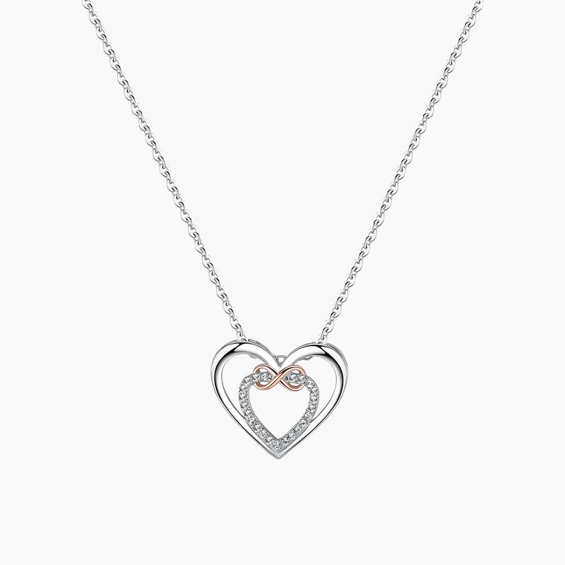 Precious Detail party accessory 925 Sterling Silver New Double Heart-Shaped Necklace