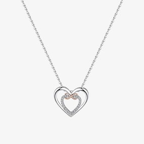 Precious Detail party accessory 925 Sterling Silver New Double Heart-Shaped Necklace