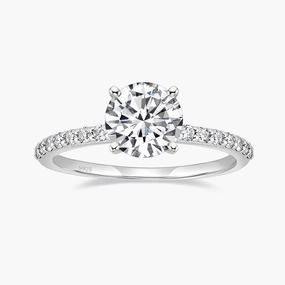 Gloss Edge 925 Sterling Silver Round Brilliant CZ Ring For Women