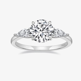 925 Sterling Silver Women's Round Cut 3 Stone Promise Ring Elegant Appeal Distinctive Style Pieces