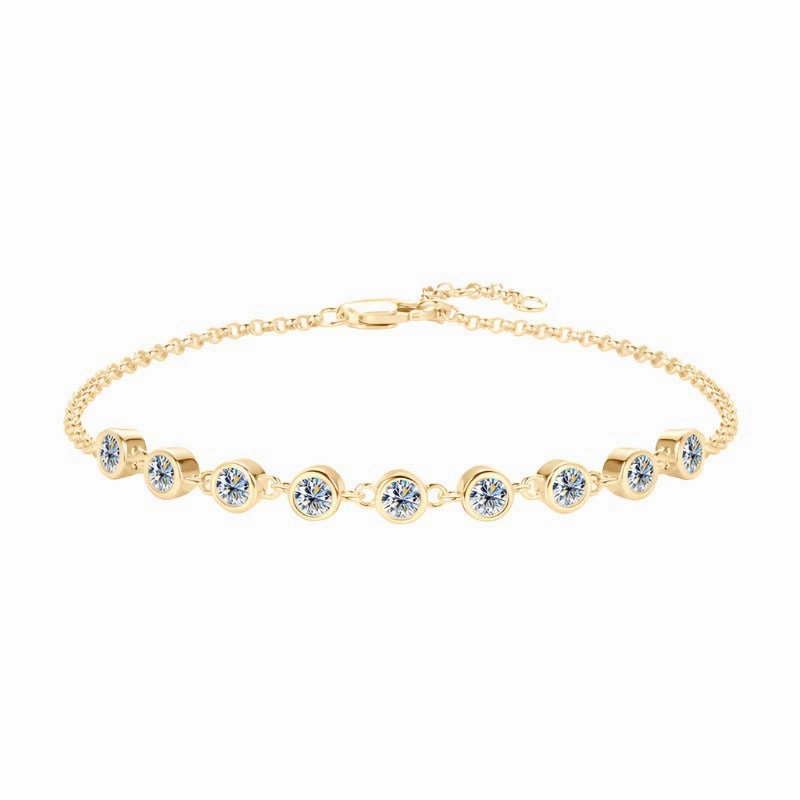 Iconic Feature Graceful Spark 9 Moissanite Diamond Bracelet in S925 Sterling Silver and Yellow Gold - 1 Carat