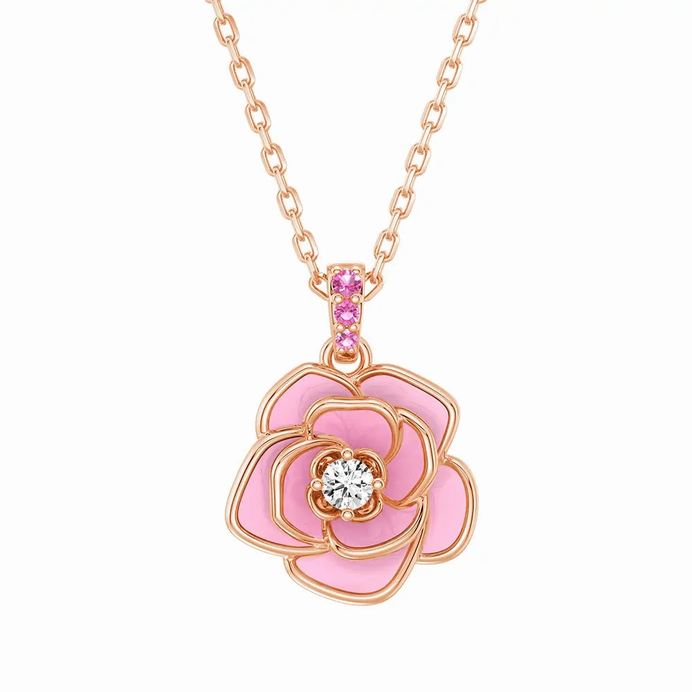 ??Blossom of Compassion?? Breast Cancer Awareness Pendant Necklace Red Carpet