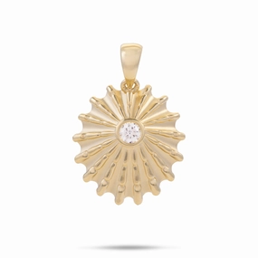 ?Opihi Pendant in Gold with Lab Grown Diamond - 25mm Playful Spark Cool Touch