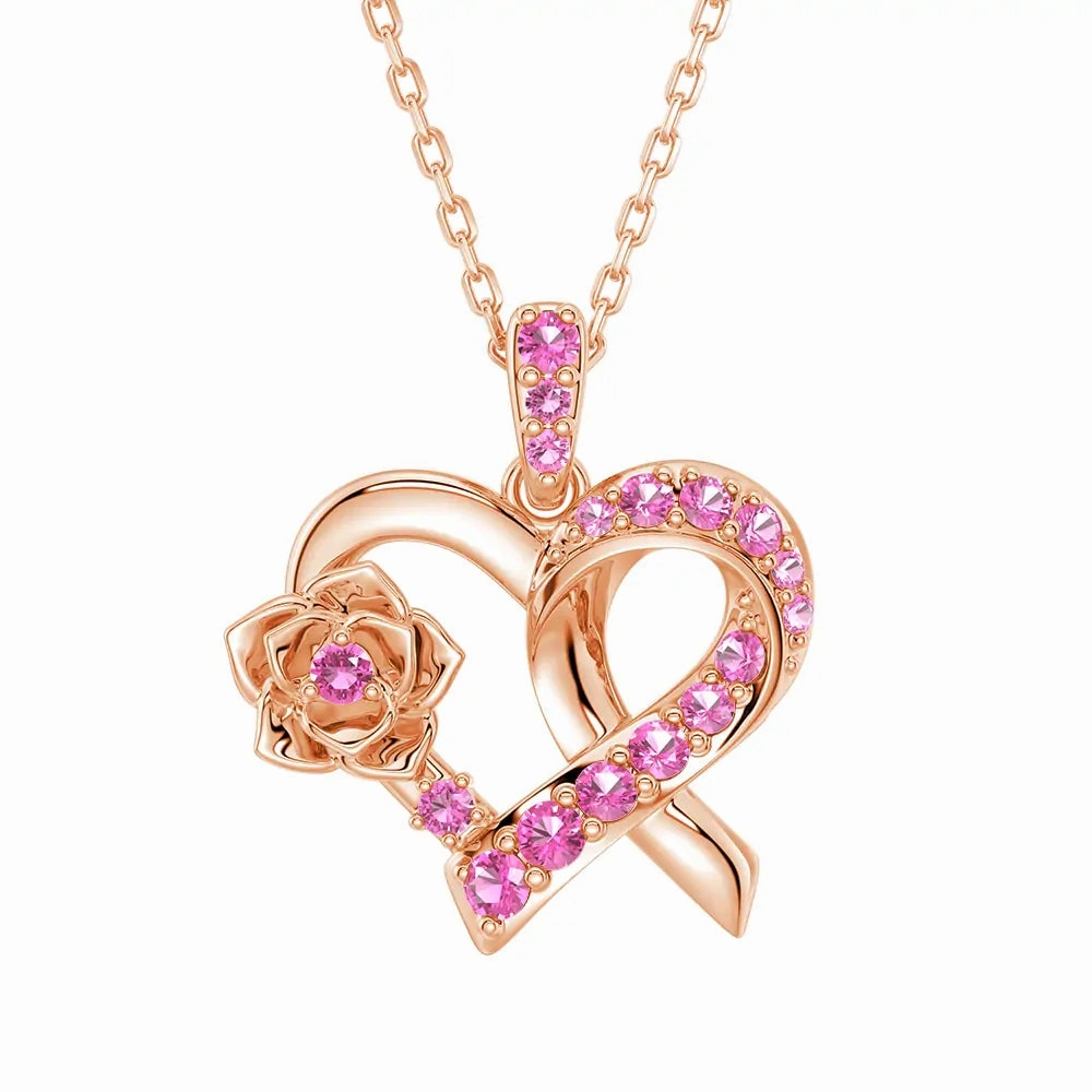 "Blossom Of Hope" Breast Cancer Awareness Pendant Necklace Statement Ready Charming Shine