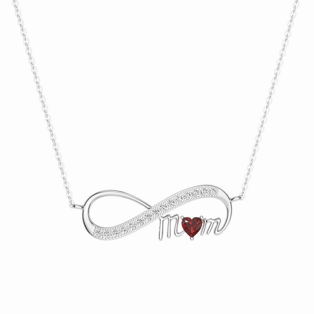 Travel Friendly Gift For Her "Infinite Love" Mom's Heart Shaped Birthstone Necklace