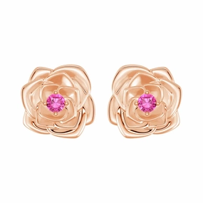 "Radiant Hope" Rose Stud Earrings with Pink Sapphire Allure Factor Glamorous touch