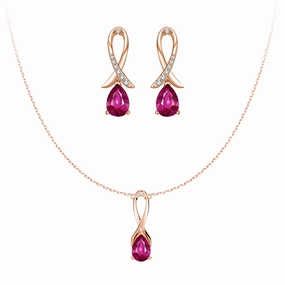 "You Are Supported And Protected" Pink Sapphire Necklace And Earrings Set Refined Shine Elegant Flow
