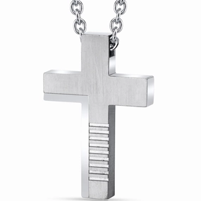 Abstract Modern Stainless Steel Cross Pendant With Steel Ball Chain Rural Chic Fashion Sense