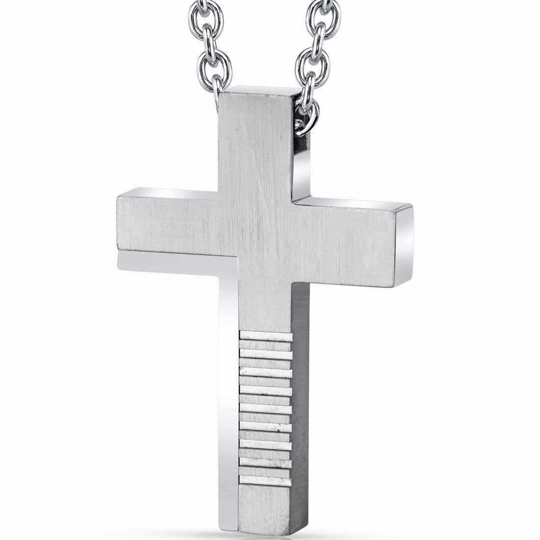 Abstract Modern Stainless Steel Cross Pendant With Steel Ball Chain Rural Chic Fashion Sense