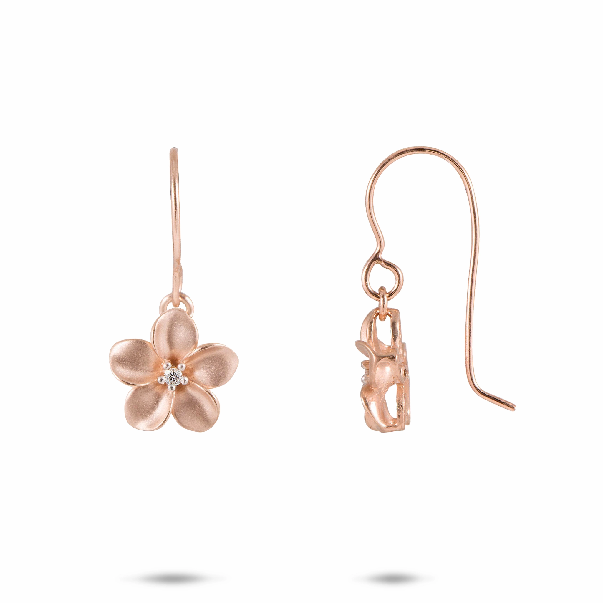 Durable Option Plumeria Earrings in Rose Gold with Diamonds - 11mm