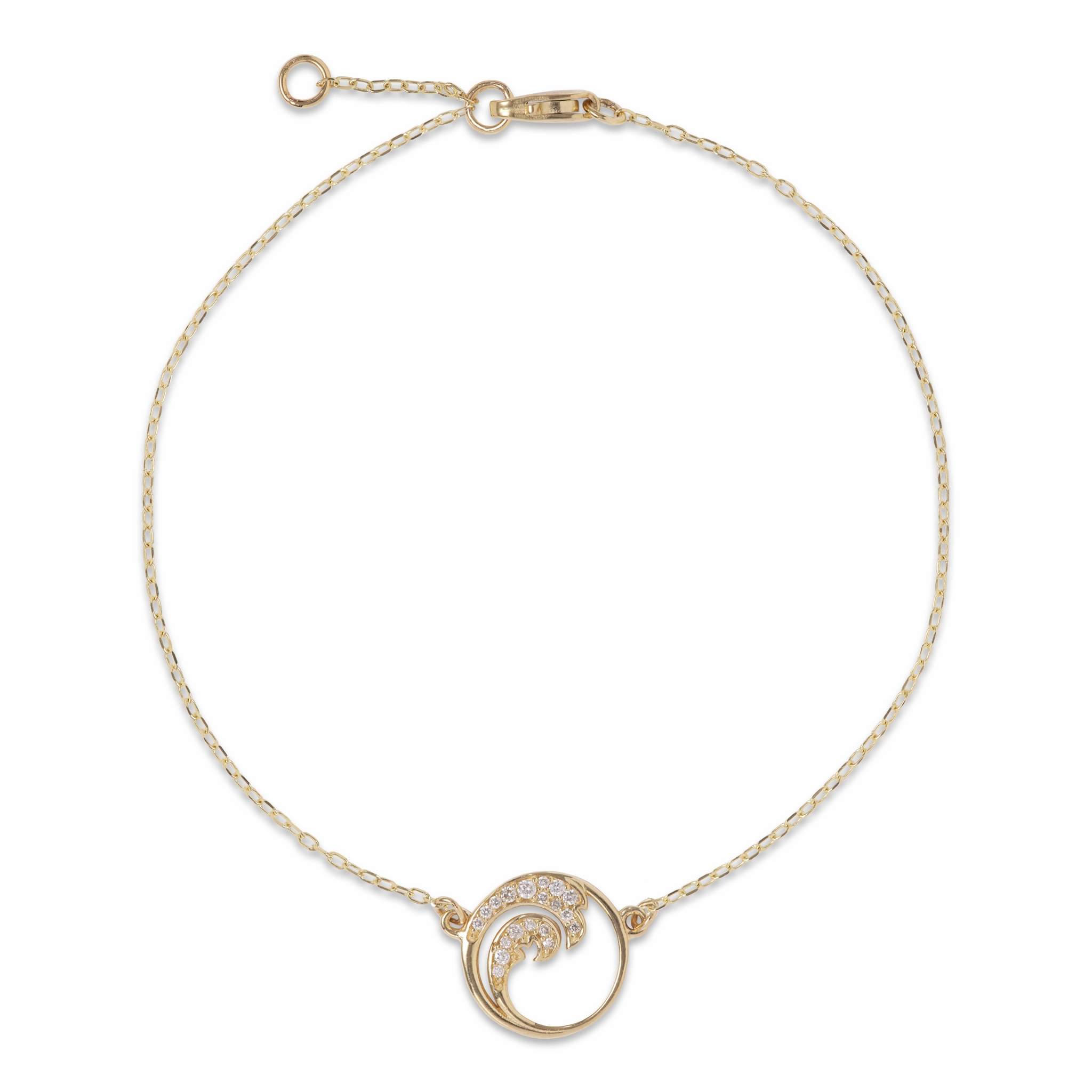 Adjustable 7-7.5" Nalu Bracelet in Gold with Diamonds Carefree Vibe