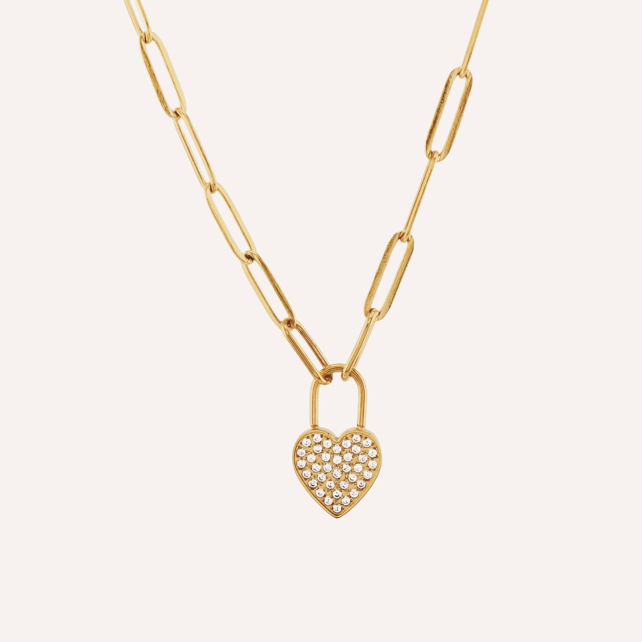 ADORE HEART LOCK NECKLACE Coiled Item Autumn Touch