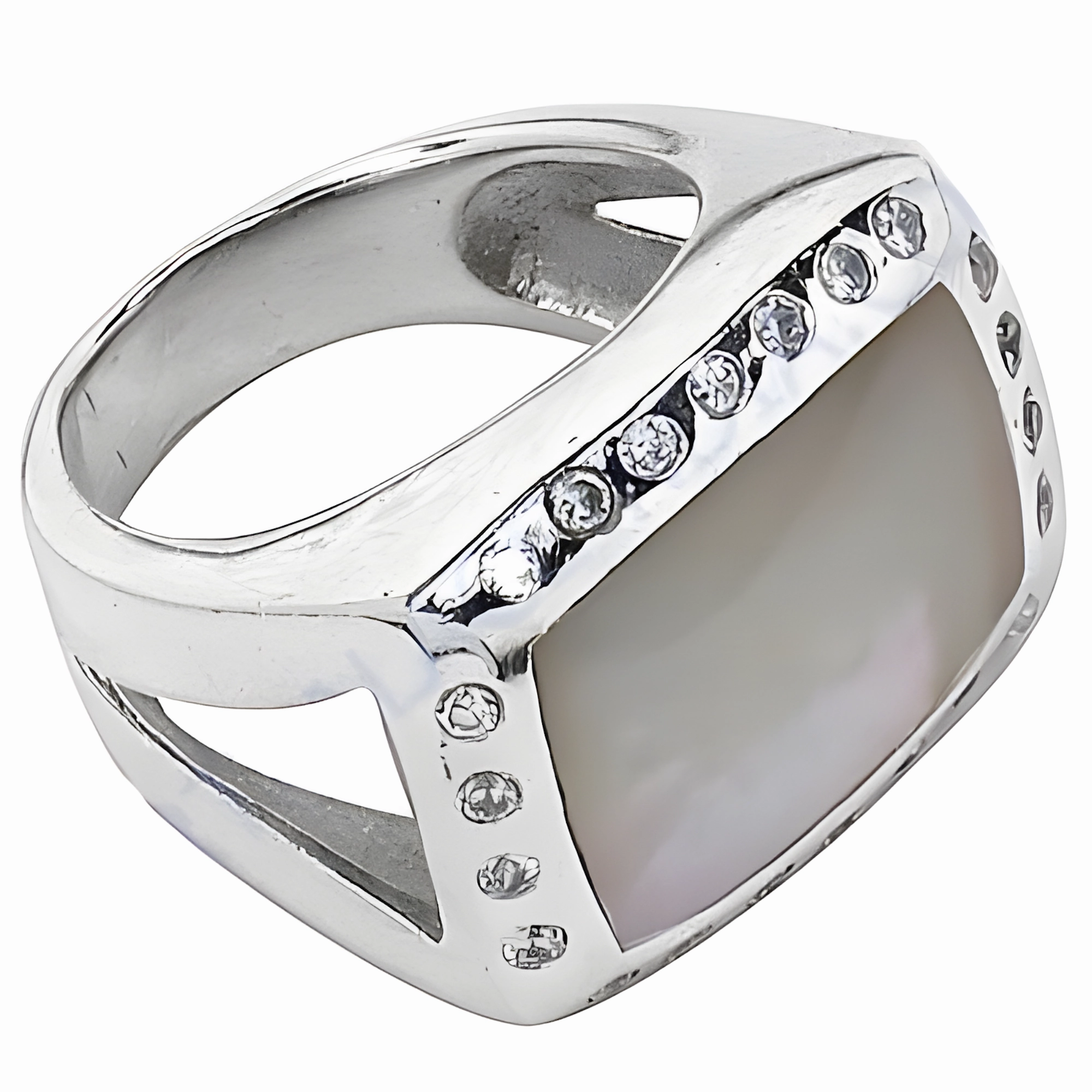 Eco Friendly Pure Simplicity Affordable Cubic Zirconia Pearl Gemstone Silver Ring | Beautiful Hand-Finished CZ Rings