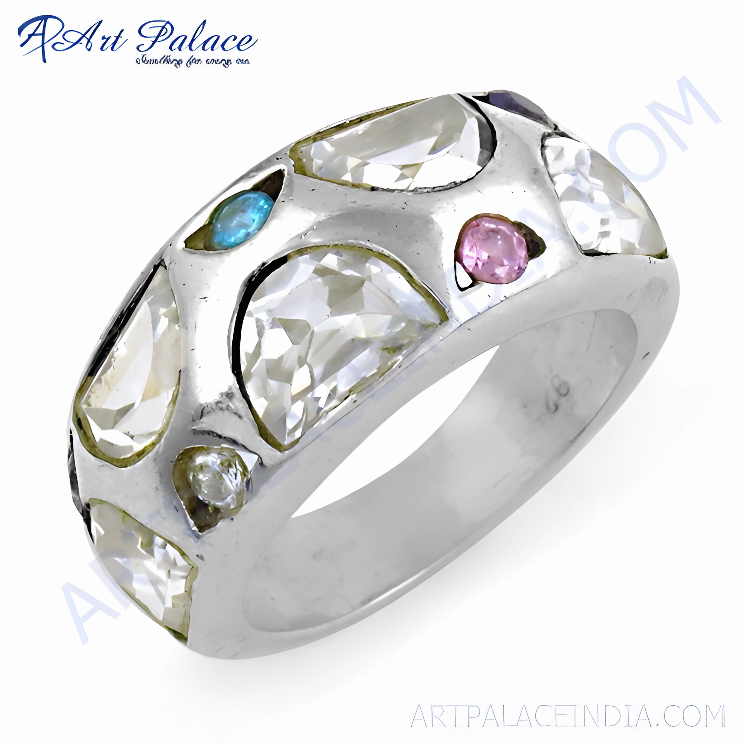 Classic Multi-Color Cubic Zirconia Gemstone Silver Ring - Elegant Jewelry Delightful Gift