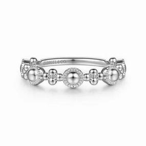 14K White Gold Bujukan Station Delicate Stackable Ring Variable Fit