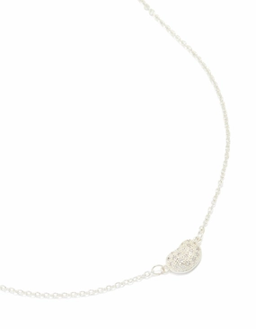 Delicate Fit Silver Plated Cubic Zirconia Small Pebble Pendant Necklace