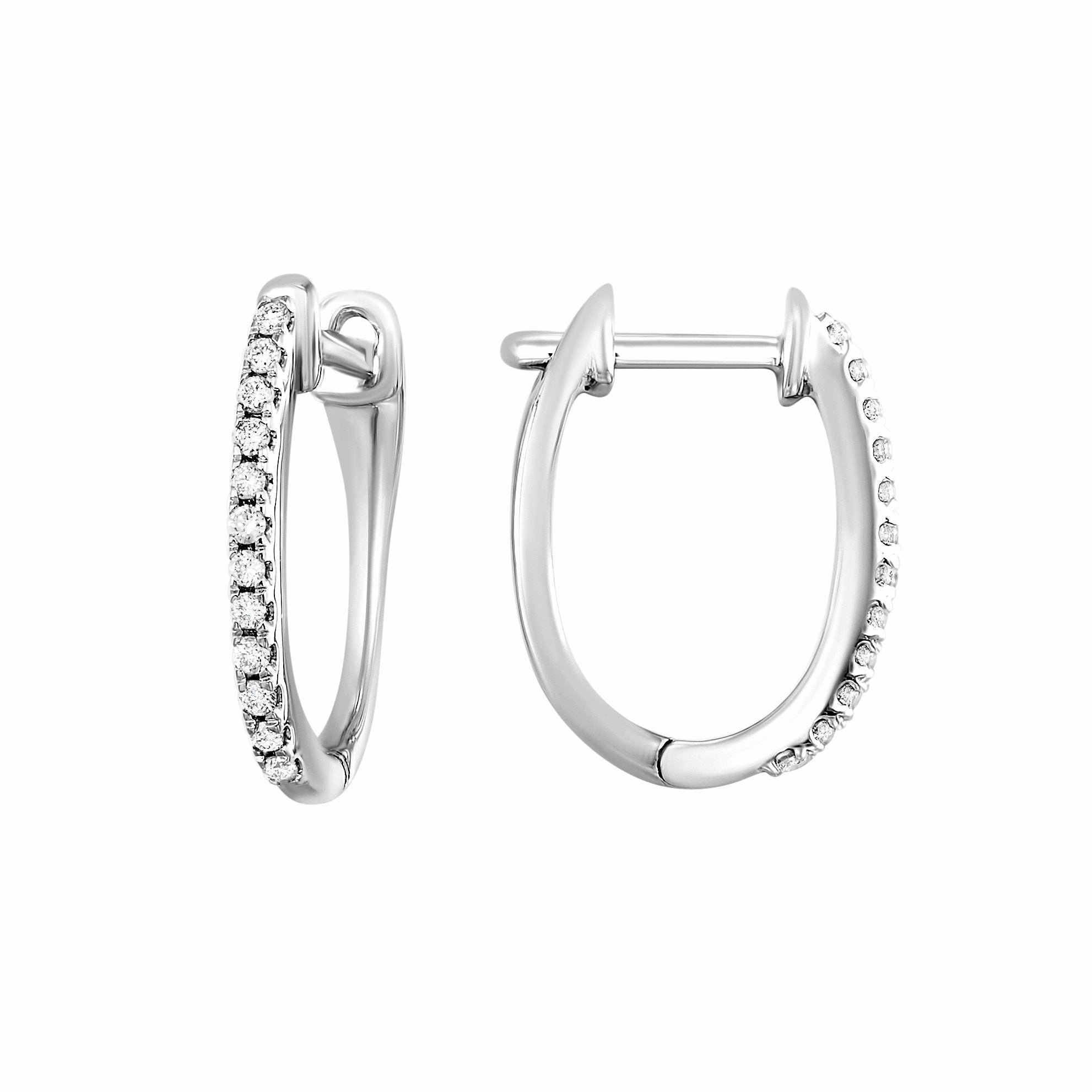 Huggie 1/10cttw Diamond Earrings 10K White Gold Comfort Style refined design