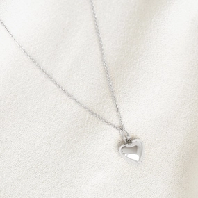 Office Wear Item Pure Finish Puffy Heart Necklace Silver