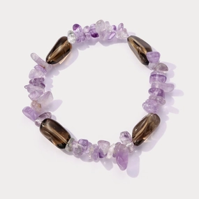 Amethyst Smoky Quartz Bracelet Brilliant Detail Modern Classic