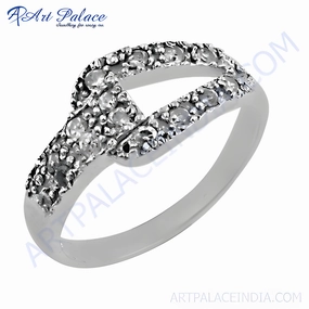 Vintage Accessory Antique Cubic Zirconia Gemstone Silver Ring - Precious Jewelry