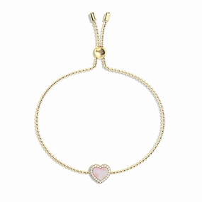 Distinctive Craft Pink Mother of Pearl & Moissanite Heart Bracelet